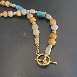 Semi Precious Stone Necklace 14k Plated Stainless Findings Easy-On Toggle 22"